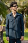 Hilo Design_Green Strukt Deep Teal Shacket _Online_at_Aza_Fashions