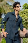 Buy_Hilo Design_Green Strukt Deep Teal Shacket _Online_at_Aza_Fashions