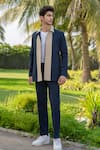 Buy_Hilo Design_Blue Duo Draft Navy Shacket _at_Aza_Fashions