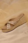 Around Always_Gold Embroidery Designer Wedges _Online_at_Aza_Fashions