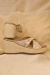 Shop_Around Always_Gold Embroidery Designer Wedges _at_Aza_Fashions