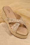 Buy_Around Always_Gold Embroidery Designer Wedges _at_Aza_Fashions