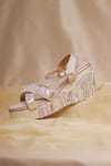 Buy_Around Always_Ivory Embroidery Designer Dwaar Wedges _at_Aza_Fashions