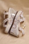 Buy_Around Always_Ivory Embroidery Designer Dwaar Wedges _Online_at_Aza_Fashions