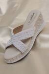 Buy_Around Always_Ivory Beads Designer Oyster Wedge Sandals _at_Aza_Fashions