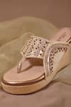 Buy_Around Always_Gold Studs, Sequins Designer Noa Kolhapuri Wedges _Online_at_Aza_Fashions