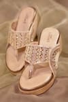 Shop_Around Always_Gold Studs, Sequins Designer Noa Kolhapuri Wedges _at_Aza_Fashions