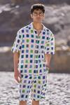 Dash And Dot_Multi Color Cotton Ikat Weave Shorts Set _Online_at_Aza_Fashions