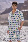 Shop_Dash And Dot_Multi Color Cotton Ikat Weave Shorts Set _Online_at_Aza_Fashions