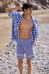Buy_Dash And Dot_Blue Cotton Embroidery Madras Shorts _at_Aza_Fashions