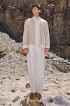 Buy_Dash And Dot_Beige Cotton, Linen Lace Shirt 