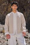 Buy_Dash And Dot_Beige Cotton, Linen Lace Shirt _at_Aza_Fashions