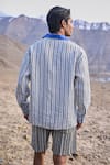 Shop_Dash And Dot_Black Linen Striped Popover T-shirt _at_Aza_Fashions