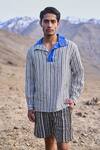 Shop_Dash And Dot_Black Linen Striped Popover T-shirt _Online_at_Aza_Fashions