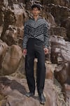 Dash And Dot_Black Viscose Embroidery Bandhani Print Shirt _Online_at_Aza_Fashions