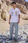 Shop_Dash And Dot_White Cotton Embroidery Patchwork Notch Collar Shirt _Online_at_Aza_Fashions