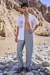 Buy_Dash And Dot_White Cotton Embroidery Patchwork Notch Collar Shirt 