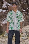 Buy_Dash And Dot_Multi Color Viscose, Linen Leaf Print Short Sleeve Shirt _at_Aza_Fashions