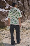 Shop_Dash And Dot_Multi Color Viscose, Linen Leaf Print Short Sleeve Shirt _at_Aza_Fashions