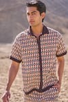 Shop_Dash And Dot_Brown Cotton Geo Print Poplin Shirt And Shorts Set _Online_at_Aza_Fashions