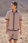 Buy_Dash And Dot_Brown Cotton Geo Print Poplin Shirt And Shorts Set _at_Aza_Fashions