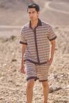 Buy_Dash And Dot_Brown Cotton Geo Print Poplin Shorts Set _at_Aza_Fashions