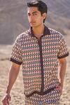 Shop_Dash And Dot_Brown Cotton Geo Print Poplin Shorts Set _Online_at_Aza_Fashions