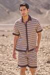 Buy_Dash And Dot_Brown Cotton Geo Print Poplin Shorts Set 