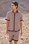 Shop_Dash And Dot_Brown Cotton Geo Print Poplin Shorts Set 