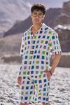 Shop_Dash And Dot_Multi Color Cotton Ikat Weave Organic Shorts _Online_at_Aza_Fashions