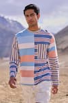 Dash And Dot_Multi Color Cotton Stripe Blocked Tee _Online_at_Aza_Fashions