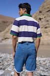 Shop_Dash And Dot_Blue Cotton Striped Polo Tshirt _at_Aza_Fashions