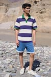 Dash And Dot_Blue Cotton Striped Polo Tshirt _Online_at_Aza_Fashions