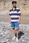 Shop_Dash And Dot_Blue Cotton Striped Polo Tshirt _Online_at_Aza_Fashions