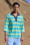 Buy_Dash And Dot_Multi Color Cotton Stripe Relaxed Polo _at_Aza_Fashions
