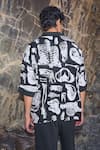 Shop_Dash And Dot_Black Rayon Bones Print Shirt _at_Aza_Fashions