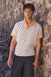 Dash And Dot_Ivory Jacquard Polo Tshirt _Online_at_Aza_Fashions