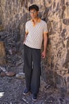 Buy_Dash And Dot_Ivory Jacquard Polo Tshirt _Online_at_Aza_Fashions