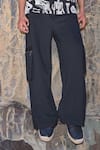 Dash And Dot_Black Cotton Knitted Cargo Pant _Online_at_Aza_Fashions