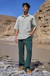 Buy_Dash And Dot_Green Cotton Washed Textured Pant _at_Aza_Fashions