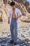 Buy_Dash And Dot_Blue Cotton Pinstripe Barrel Pant _at_Aza_Fashions