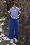 Buy_Dash And Dot_Blue Nylon Relaxed Pant _at_Aza_Fashions