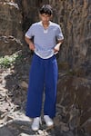 Shop_Dash And Dot_Blue Nylon Relaxed Pant _Online_at_Aza_Fashions