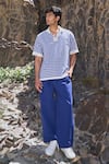 Shop_Dash And Dot_Blue Nylon Relaxed Pant _at_Aza_Fashions