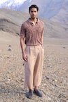 Buy_Dash And Dot_Beige Nylon Designer Pant _Online_at_Aza_Fashions