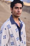 Buy_Dash And Dot_Cream Cotton Embroidery Kantha Stitch Ikat Shirt _Online_at_Aza_Fashions