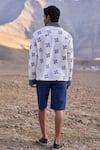 Shop_Dash And Dot_Cream Cotton Embroidery Kantha Stitch Ikat Shirt _at_Aza_Fashions