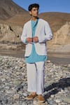 Dash And Dot_White Linen Blazer _at_Aza_Fashions