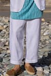 Dash And Dot_White Linen Adjustable Cuff Pant _Online_at_Aza_Fashions