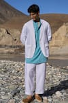 Dash And Dot_White Linen Adjustable Cuff Pant _at_Aza_Fashions